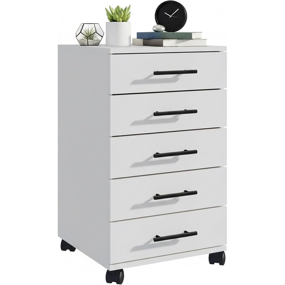 Drawer Pedestal Cabinet - Mobile Pedestal with 5 Drawers, 69x40x40cm,