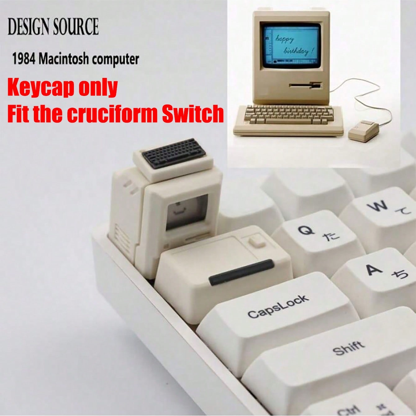 Keyboard Tray Under Desk - Retro Mini Macintosh Keycaps MK Glowing