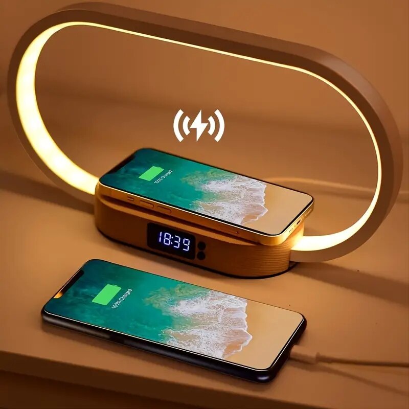 Desk Charging Station - Multifunction Wireless Charger Pad Stand Clock