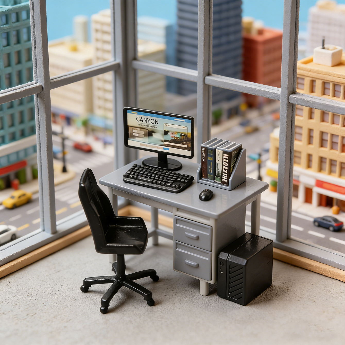 Home Office Kit - Miniature desk computer set: mini simulation