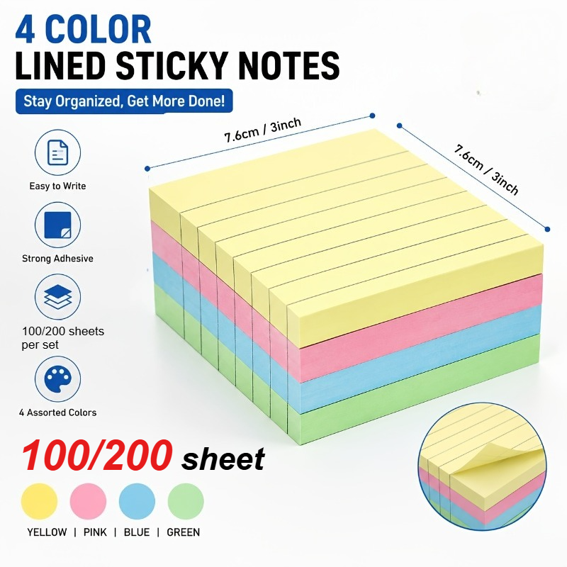 Sticky Note Dispenser - 100/200 PCS Color Thick Sticky Notes