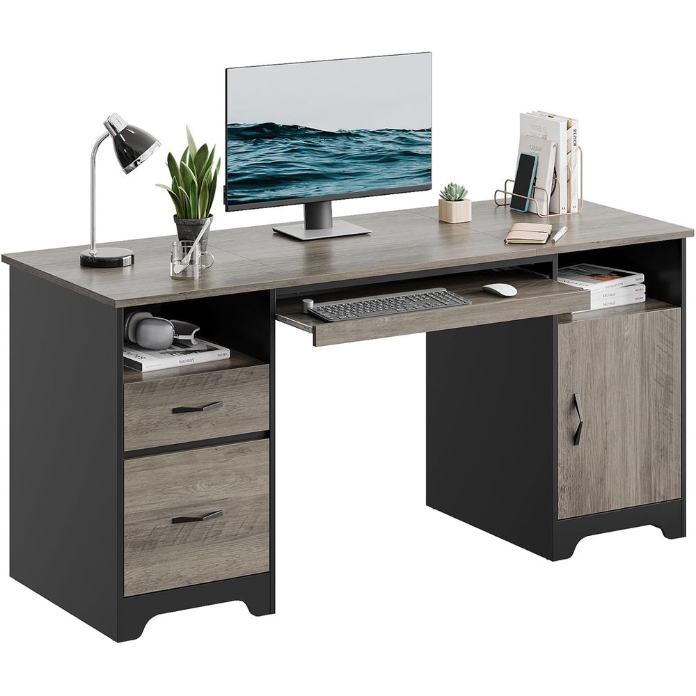 Gray 59 Executive Desk with 2  – Drawer Pedestal Cabinet recenzja i cena