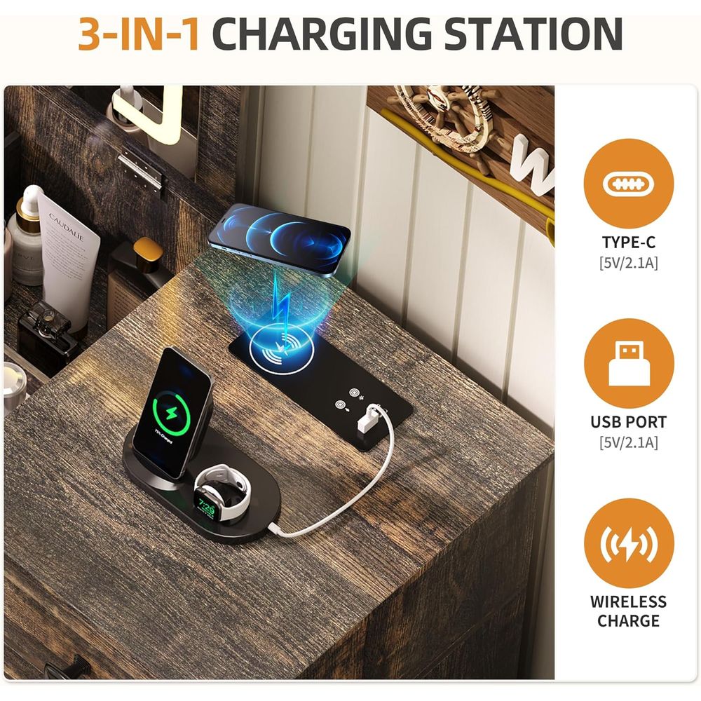 3-in-1 LED Vanity Desk with 3- – Desk Charging Station recenzja i cena
