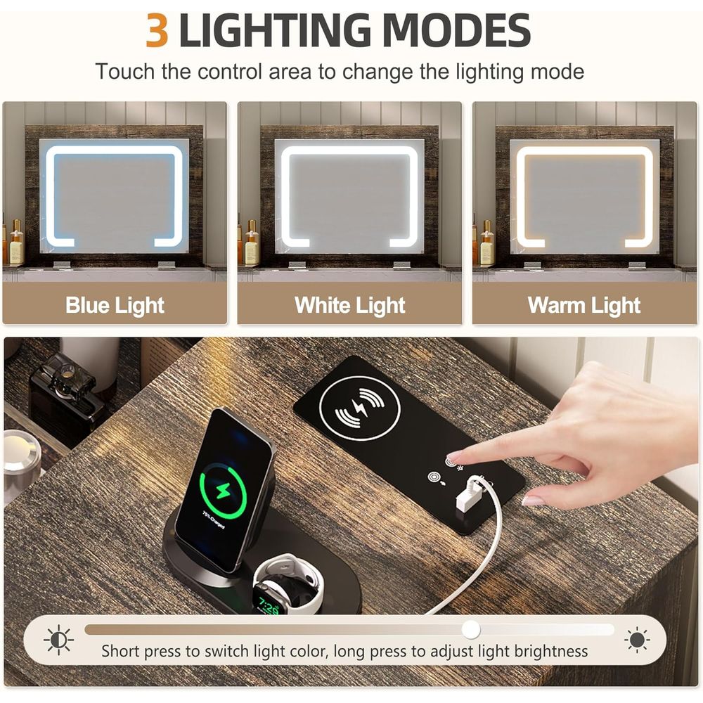 3-in-1 LED Vanity Desk with 3- – Desk Charging Station recenzja i cena