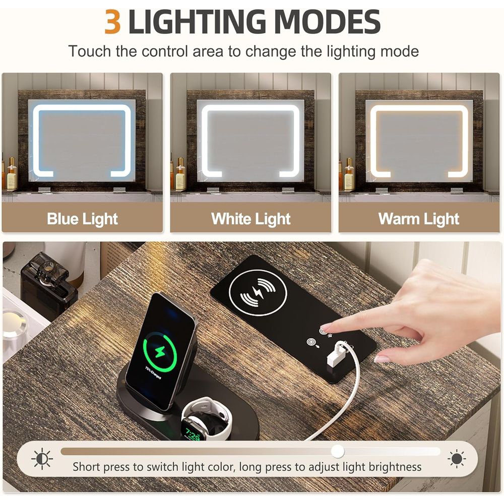 3-in-1 LED Vanity Desk with 3- – Desk Charging Station recenzja i cena