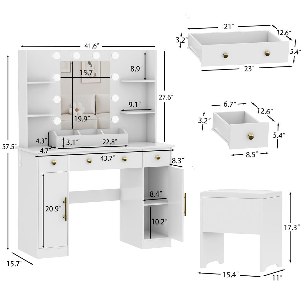 Vanity Desk with Mirror and Li – Desk Charging Station recenzja i cena
