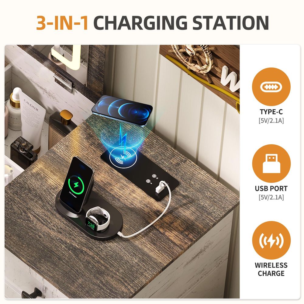 3in1 Vanity Desk with 3Color L – Desk Charging Station recenzja i cena