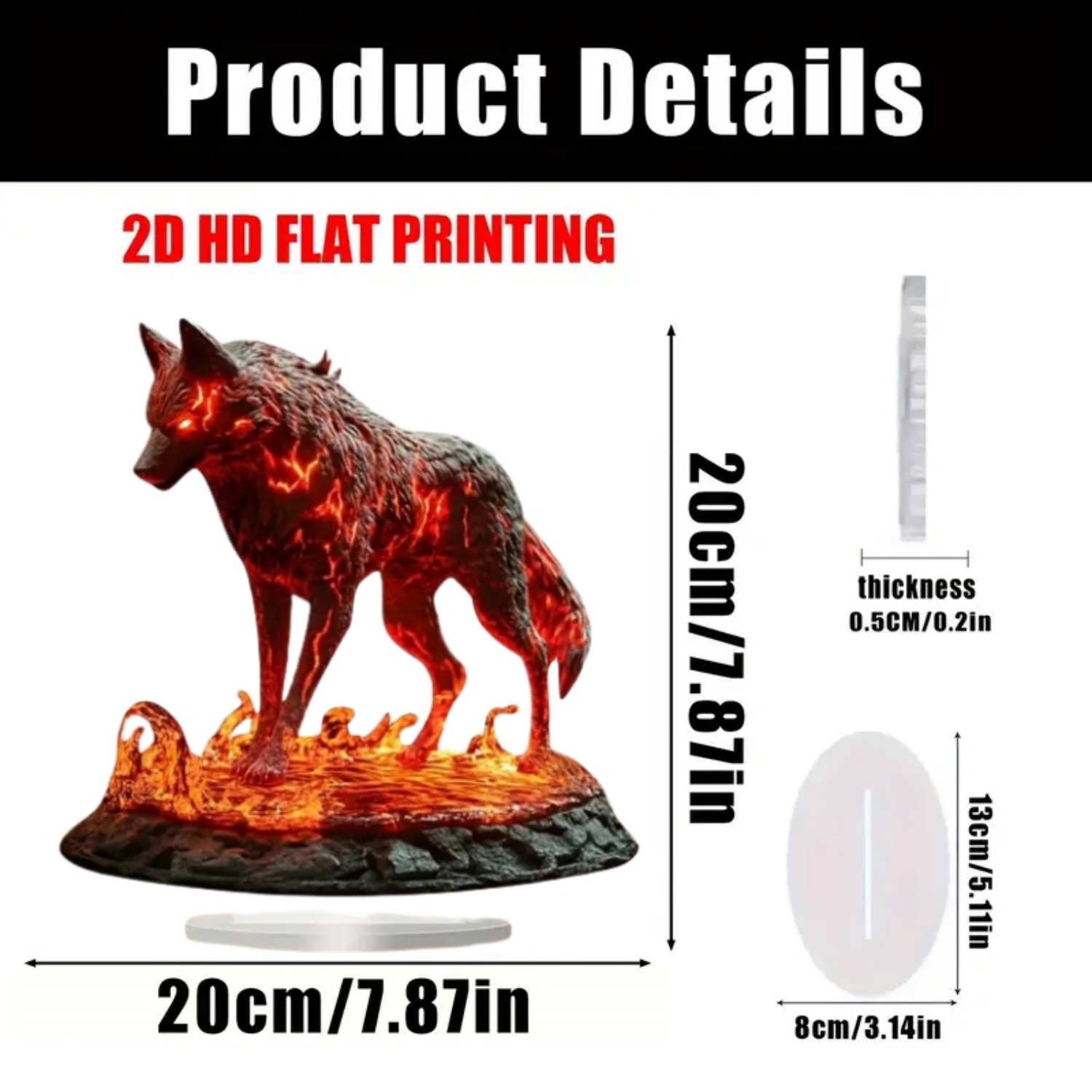 Flame Wolf Statue,2D Flat Acry – Home Office Studio recenzja i cena