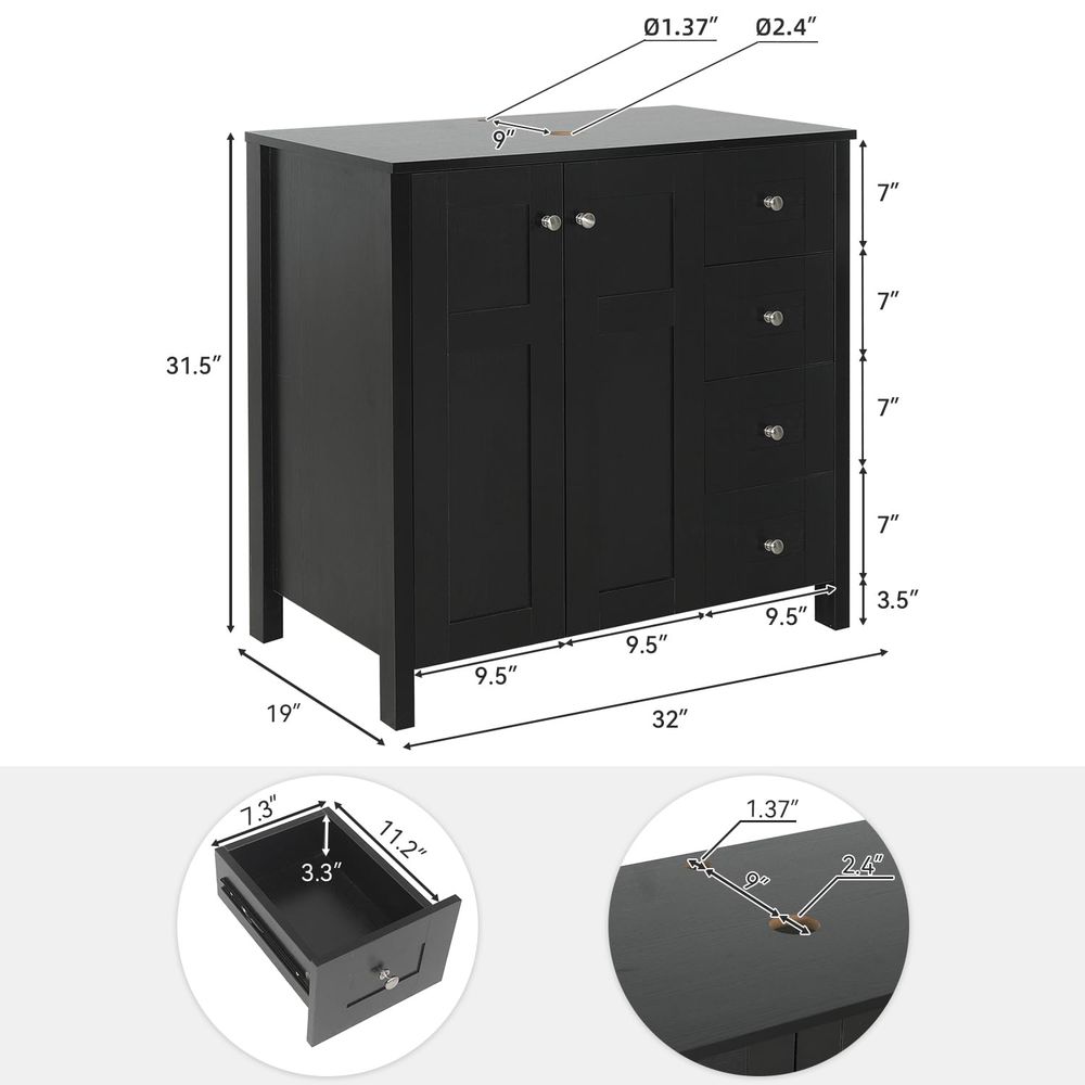 Inch Bathroom Vanity with Sink – Drawer Pedestal Cabinet recenzja i cena