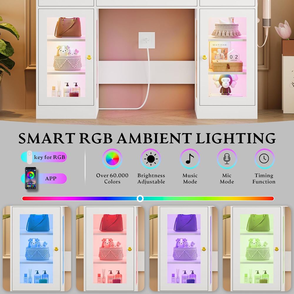LED-Lit Makeup Vanity Desk wit – Desk Charging Station recenzja i cena