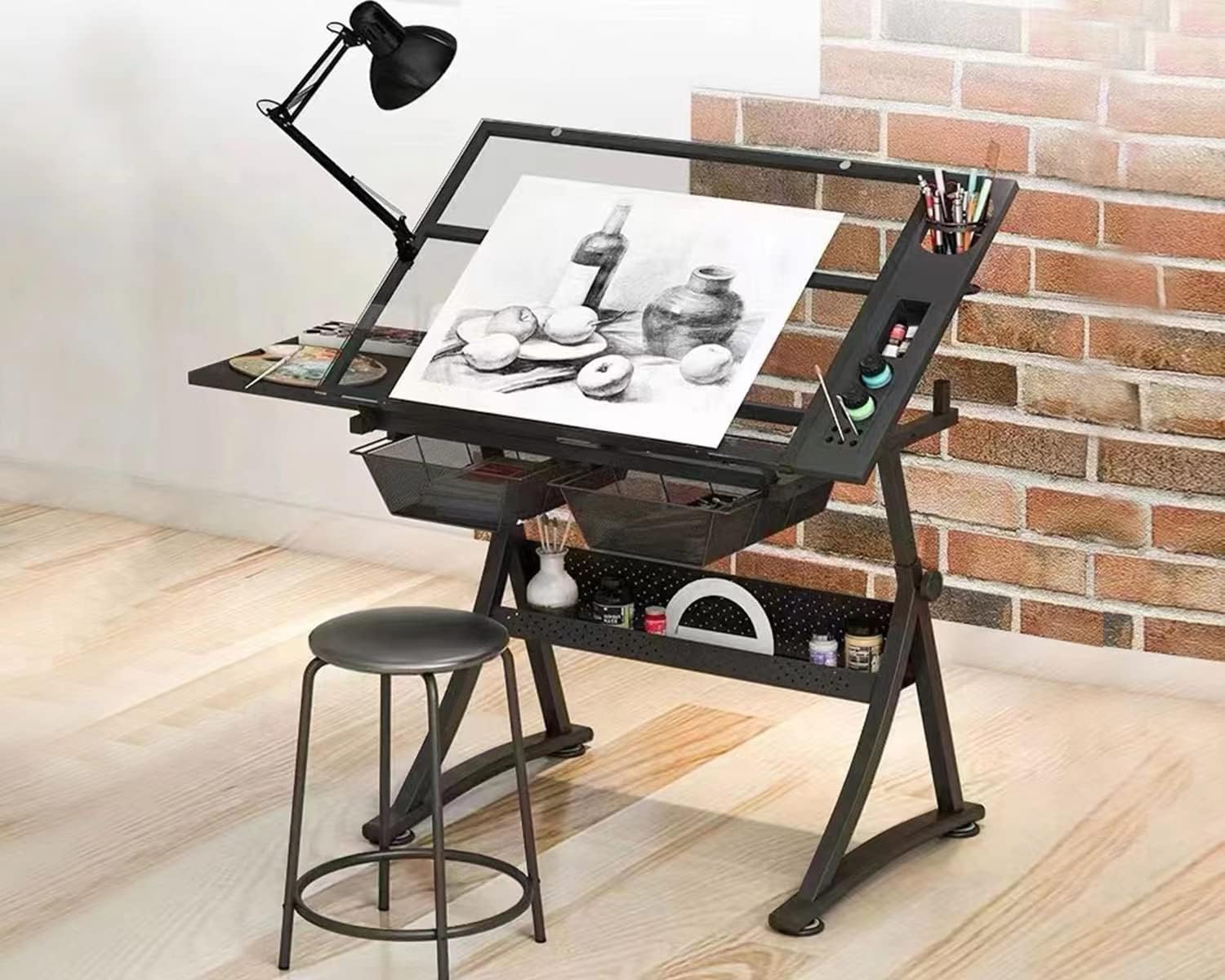 Glass Drafting Table Art Desk  – Home Office Studio recenzja i cena