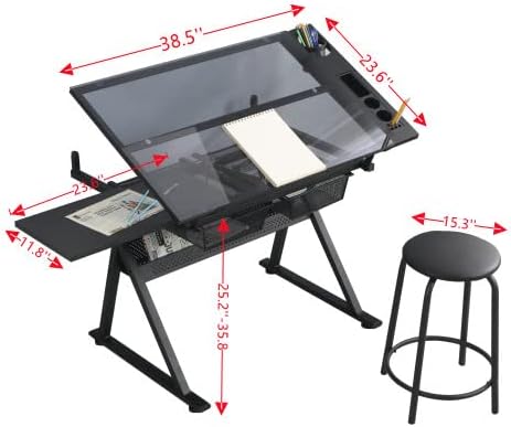 Glass Drafting Table Art Desk  – Home Office Studio recenzja i cena