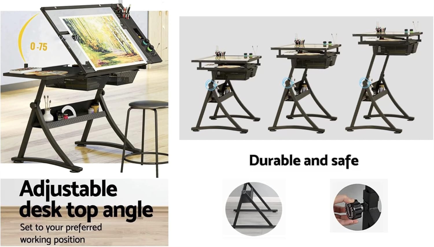 Glass Drafting Table Art Desk  – Home Office Studio recenzja i cena