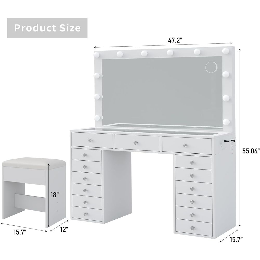 15 Drawer Vanity with Mirror a – Desk Charging Station recenzja i cena