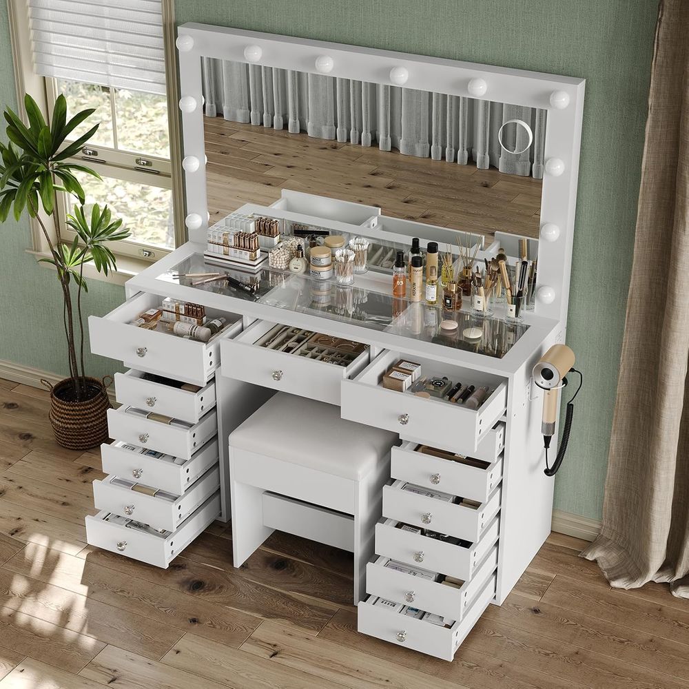 15 Drawer Vanity with Mirror a – Desk Charging Station recenzja i cena