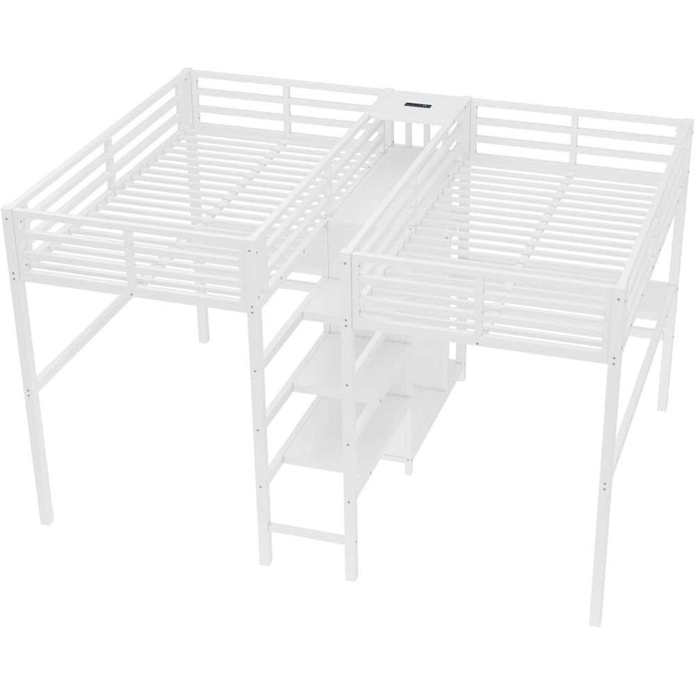 Twin Size Metal Bed with Desk, – Desk Charging Station recenzja i cena