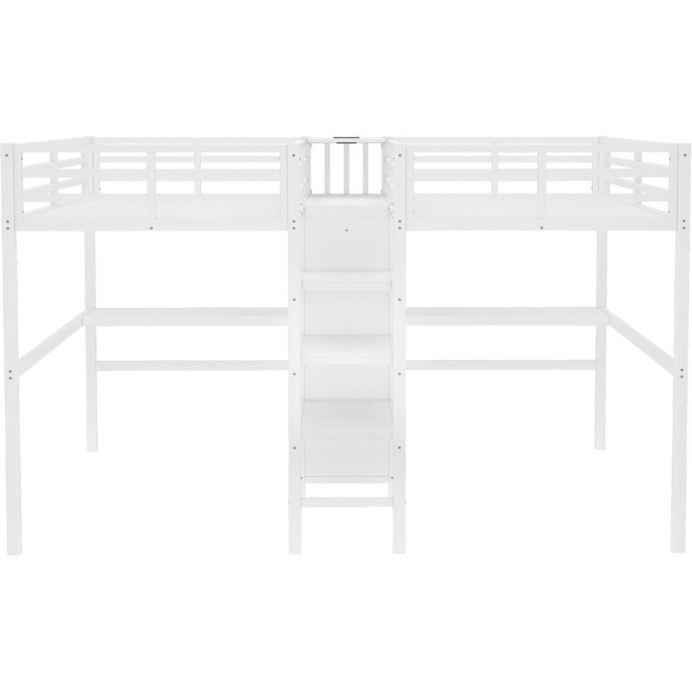 Twin Size Metal Bed with Desk, – Desk Charging Station recenzja i cena