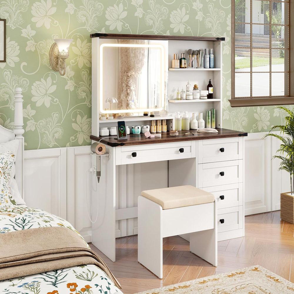 Makeup Vanity Desk with Mirror – Desk Charging Station recenzja i cena