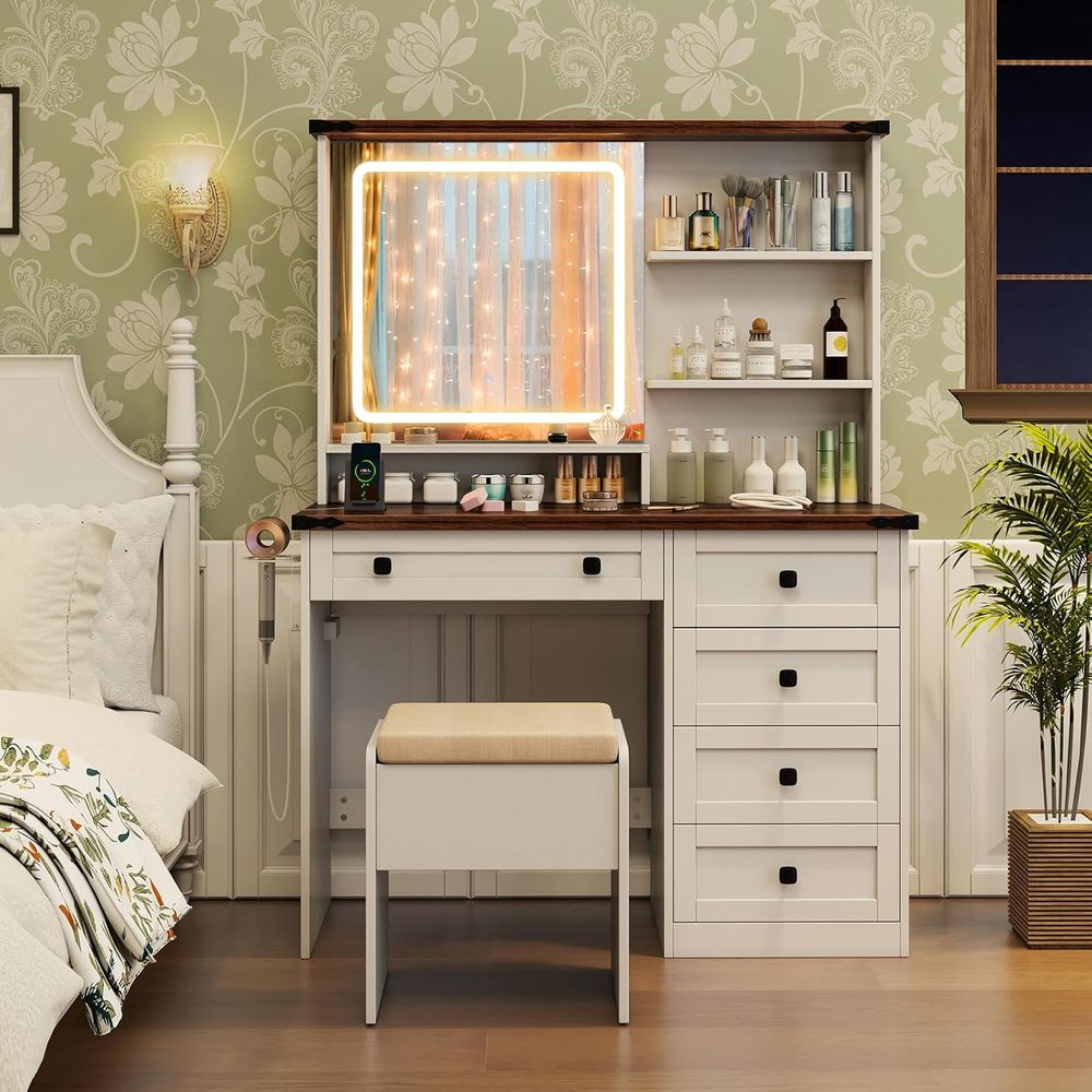 Makeup Vanity Desk with Mirror – Desk Charging Station recenzja i cena