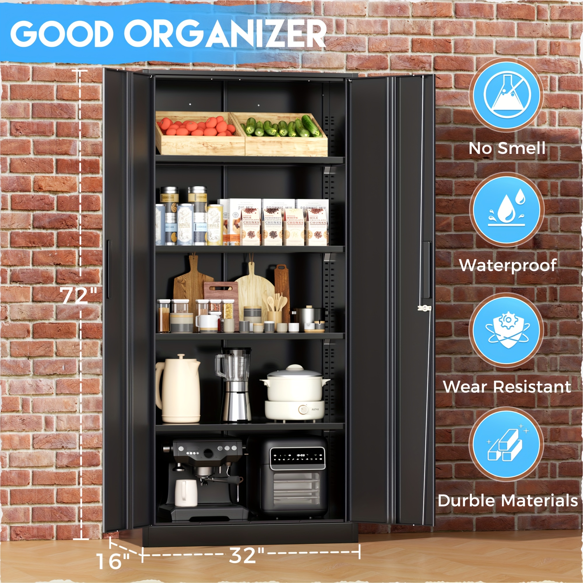 Metal Storage Cabinet, 71''/ 3 – Home Office Organization recenzja i cena