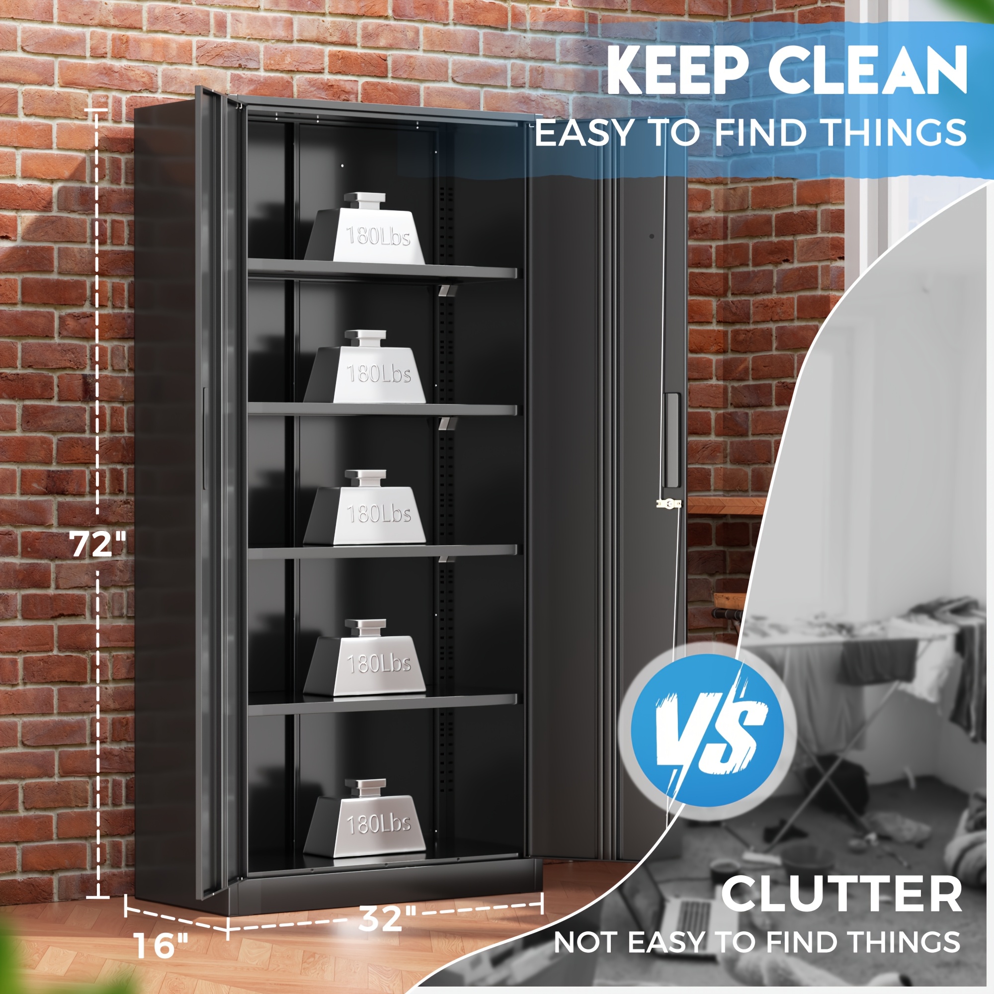 Metal Storage Cabinet, 71''/ 3 – Home Office Organization recenzja i cena