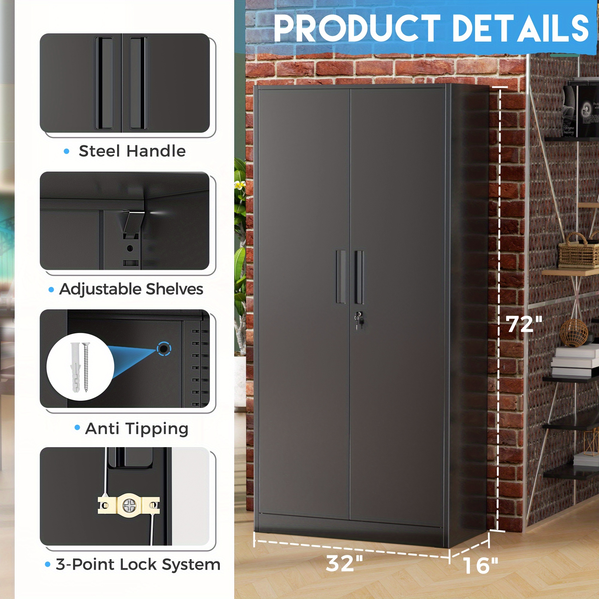 Metal Storage Cabinet, 71''/ 3 – Home Office Organization recenzja i cena