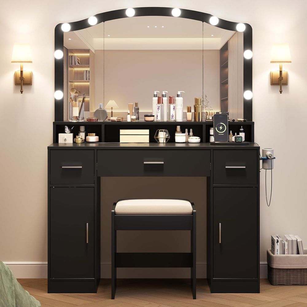 Lighted Vanity Desk with 10-LE – Desk Charging Station recenzja i cena